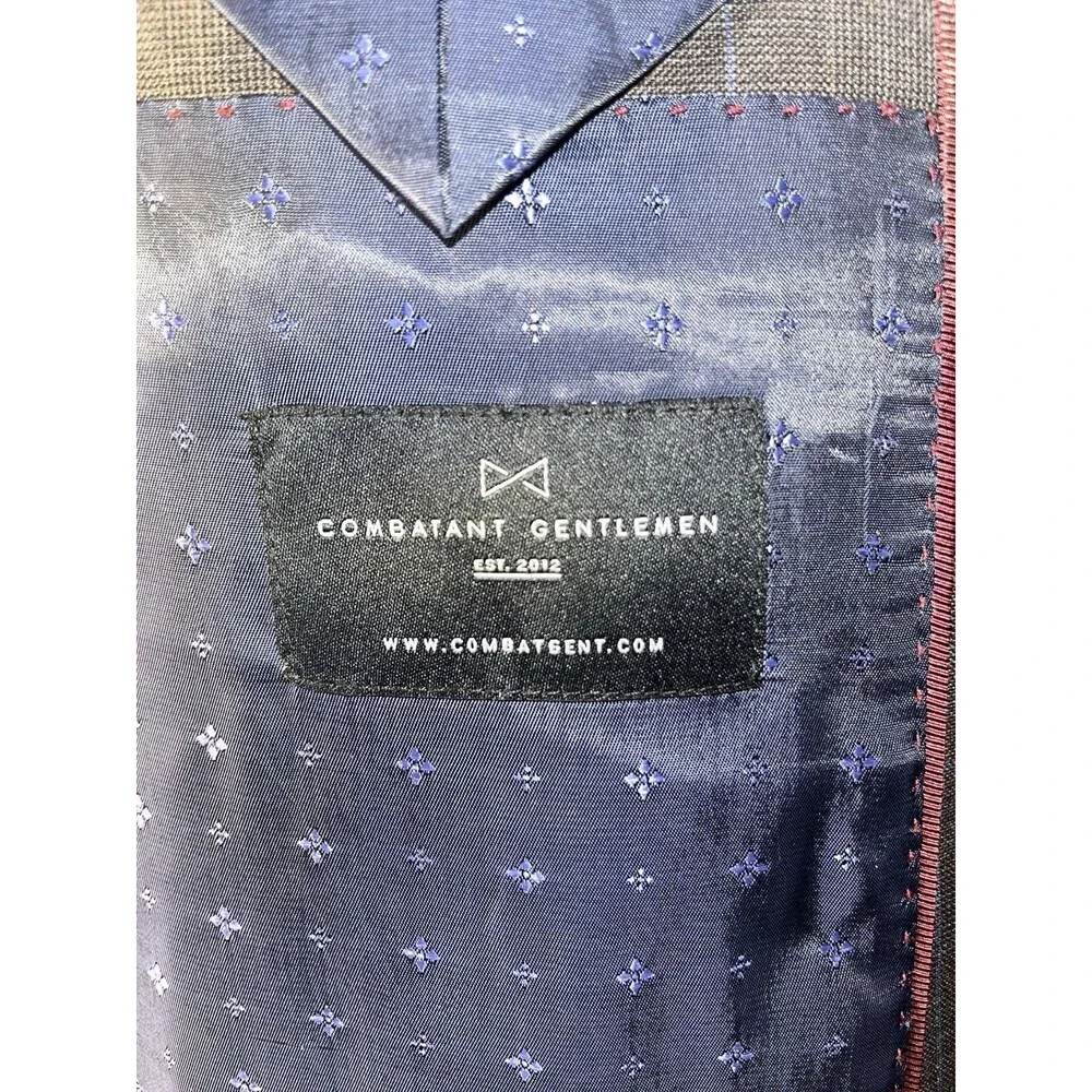 NWOT Combatant Gentleman Mens 44L Blazer Windowpane Check Slim Wool Sport Coat